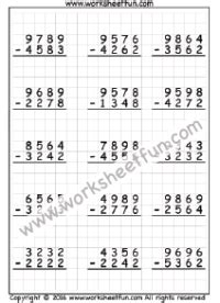 Subtraction – 4 Digit / FREE Printable Worksheets – Worksheetfun.